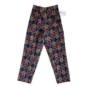 Vtg NOS 60s Multicolor Print Tapered Corduroy High Rise Pants 10